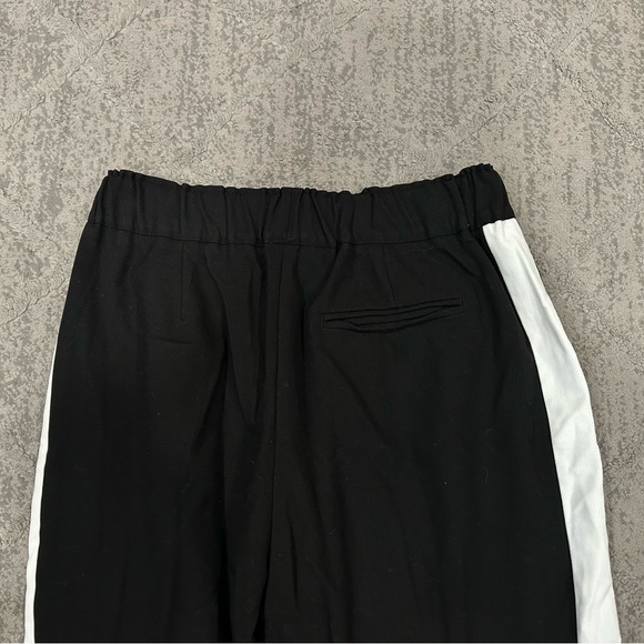 Zara Basic Side Stripe Pants Black and White Straight Leg Trousers - Picture 5 of 5